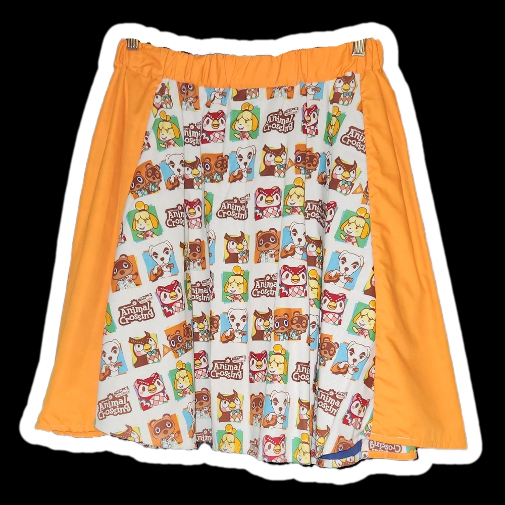 4/$20 Handmade Custom Orange Animal Crossing Print Skirt